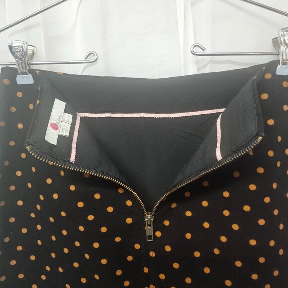 Boden Mini Skirt Velour Black Rust Polka Dot Mod Twee Retro 6P - Picture 5 of 10